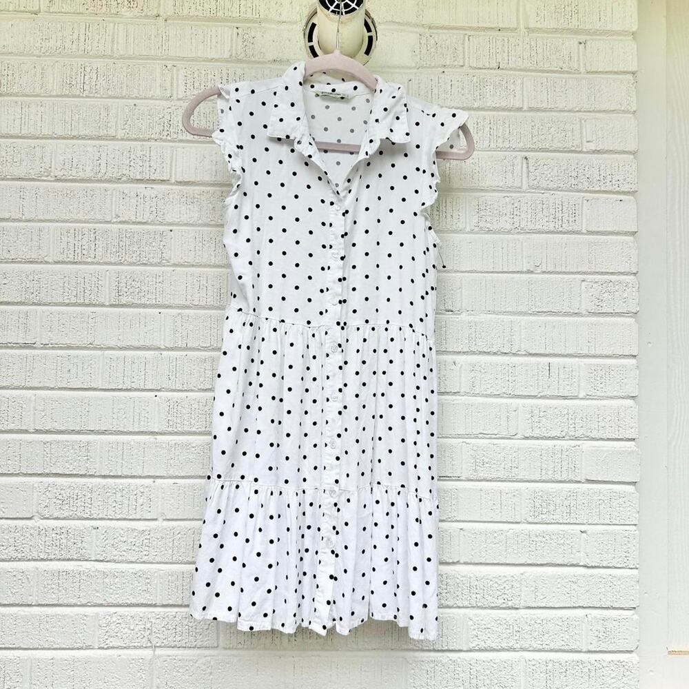 Stradivarius White Black Polka Dot Dress